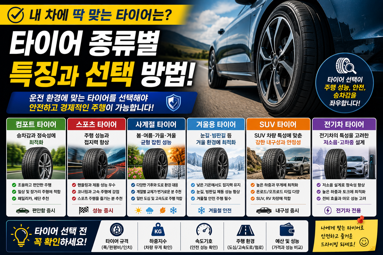 타이어 종류별 특징과 선택 방법!